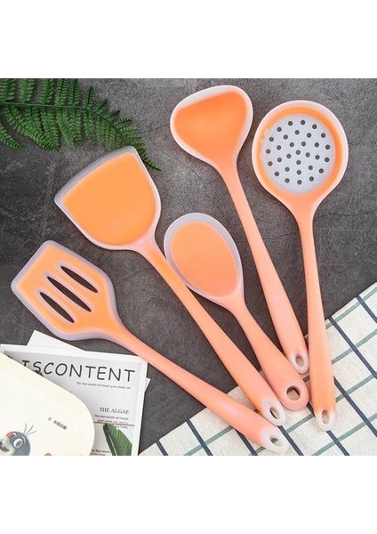 5 Adet Silikon Mutfak Yok Tencere Pişirme Aracı Spatula Kepçe Kürek Kaşık Çorba Mutfak Eşyaları Seti | Pişirme Aracı Setleri (Yurt Dışından)