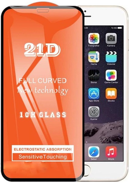 Apple iPhone 6 Plus Ekran Koruyucu 21D Tam Kaplayan Kavisli Apple iPhone 6 Plus-Siyah