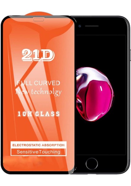 Apple iPhone 8 Plus Ekran Koruyucu 21D Tam Kaplayan Kavisli Apple iPhone 8 Plus-Siyah