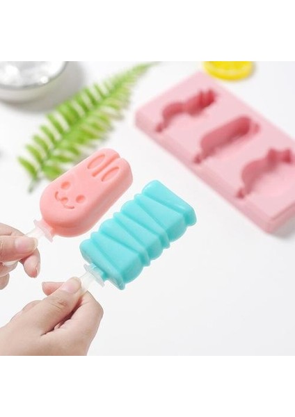 18 cm Karikatür Hayvan Eğlenceli Hepsi Bir Arada Bir Dondurma Kapak ile Silikon Kalıp Buz Tepsisi Gıda Güvenliği Popsicle Makinesi Dıy Tatlı Kalıp Buz Makineleri (Pembe) (Yurt Dışından)