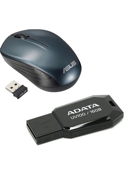 WT200 USB 2.4 Ghz Optik Wireless Blue Mouse + Flash Bellek Adata 16GB