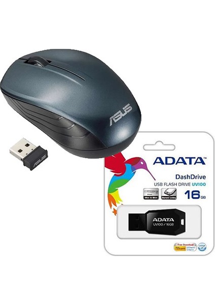 WT200 USB 2.4 Ghz Optik Wireless Blue Mouse + Flash Bellek Adata 16GB