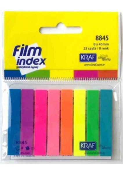 Fılm Yapışkanlı Ayraç Index 8X45MM. 25 Sayfa 8 Renk - 8845