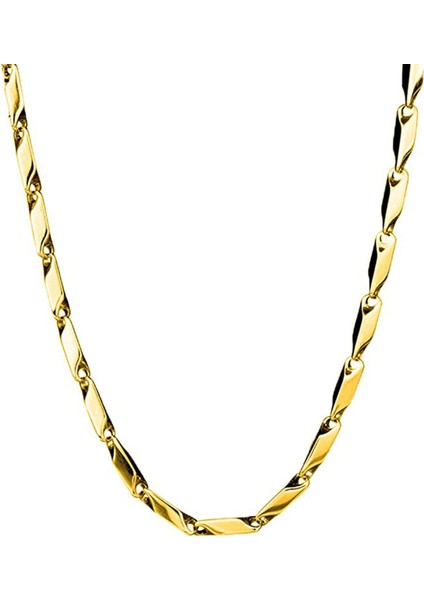 Sarı 316L Gold Çelik Küp Üçgen Erkek Kolye