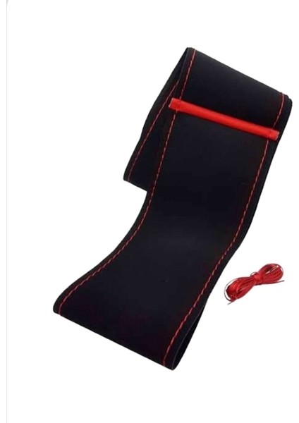 Ford Connect Dikmeli Direksiyon Kılıfı Kırmızı Yüzüklü Alkantara (Nubuk)