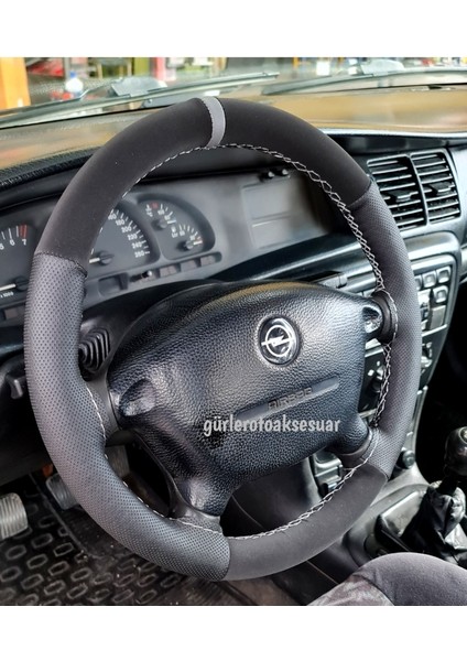 Opel Vectra B Dikmeli Direksiyon Kılıfı Gri Yüzüklü Noktalı Nubuk modelleri