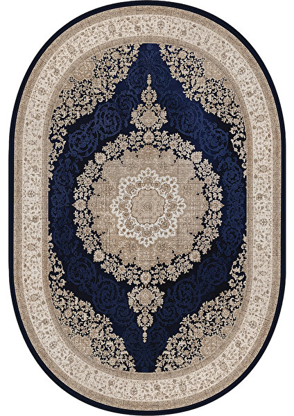 Rovigo Home Dijital Baskı Yıkanabilir Deri Taban Oval Salon Halısı RVG3227-HT996