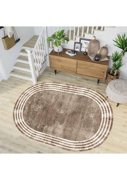 Dijital Baskı Yıkanabilir Kaymaz Taban Oval Salon Halısı RVG7189-HT487