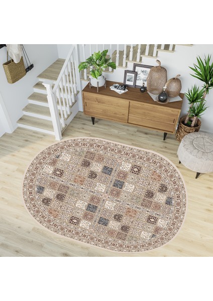 Dijital Baskı Yıkanabilir Kaymaz Taban Oval Salon Halısı RVG7188-HT029