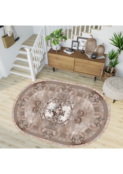 Dijital Baskı Yıkanabilir Kaymaz Taban Oval Salon Halısı RVG7191_HK070
