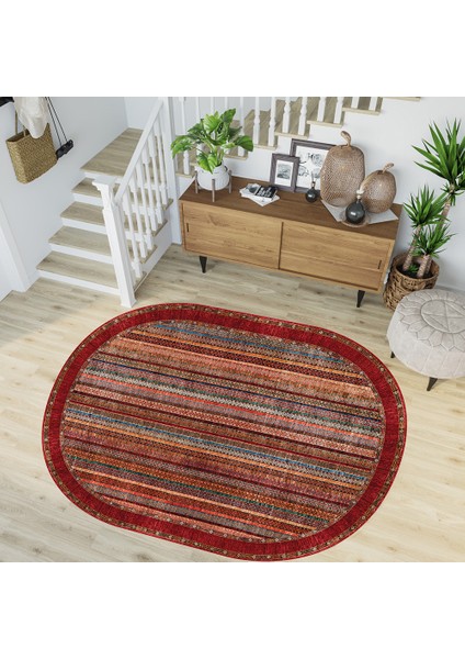 Dijital Baskı Yıkanabilir Kaymaz Taban Oval Salon Halısı RVG7223-HT647