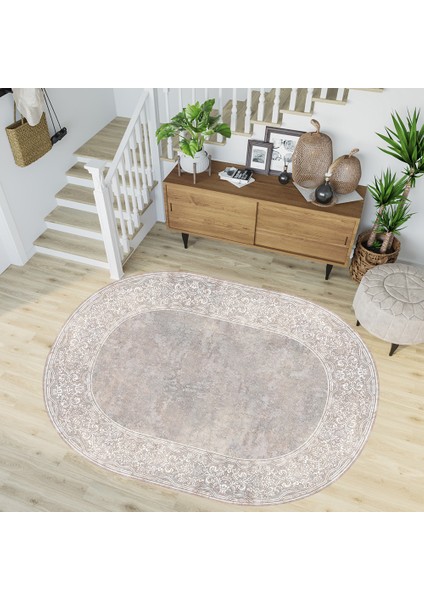 Dijital Baskı Yıkanabilir Kaymaz Taban Oval Salon Halısı RVG7194-HT372