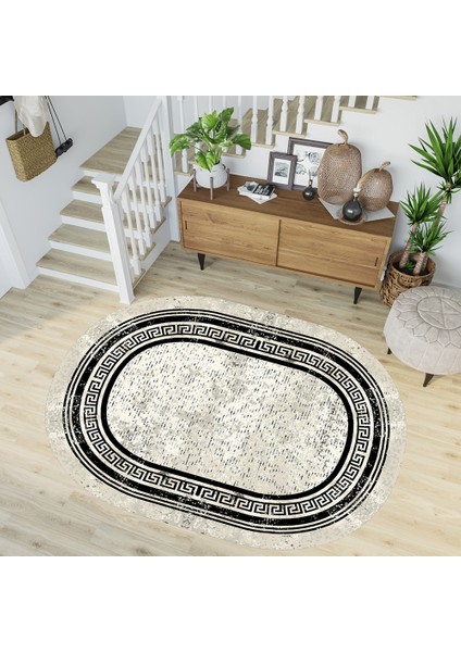 Dijital Baskı Yıkanabilir Kaymaz Taban Oval Salon Halısı RVG7201-SD1044