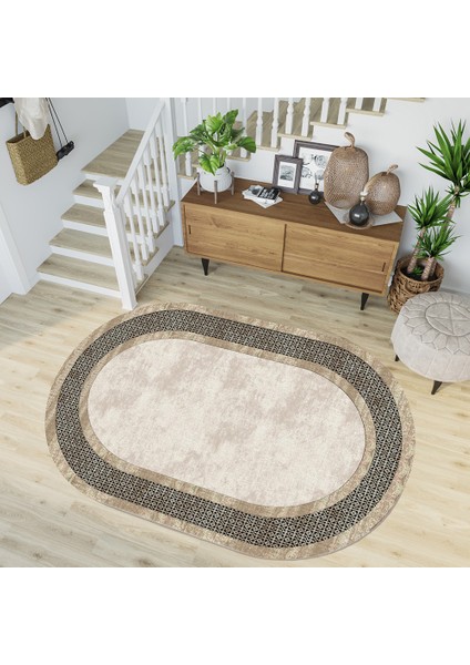 Dijital Baskı Yıkanabilir Kaymaz Taban Oval Salon Halısı RVG7200-SD751