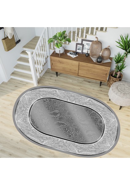 Dijital Baskı Yıkanabilir Kaymaz Taban Oval Salon Halısı RVG7240-SD1024