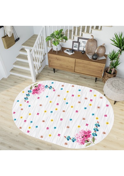 Dijital Baskı Yıkanabilir Kaymaz Taban Oval Salon Halısı RVG7215-HY889