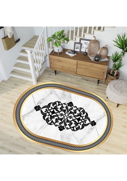 Dijital Baskı Yıkanabilir Kaymaz Taban Oval Salon Halısı RVG7217-SD705