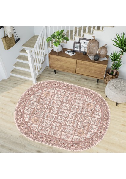 Dijital Baskı Yıkanabilir Kaymaz Taban Oval Salon Halısı RVG7220-HT047
