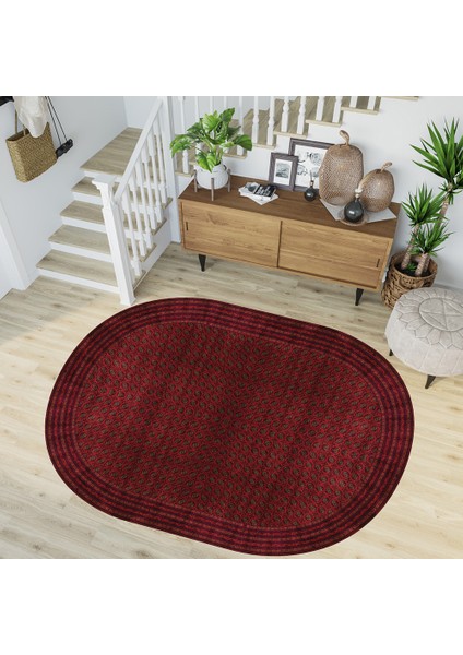 Dijital Baskı Yıkanabilir Kaymaz Taban Oval Salon Halısı RVG7222-HT645