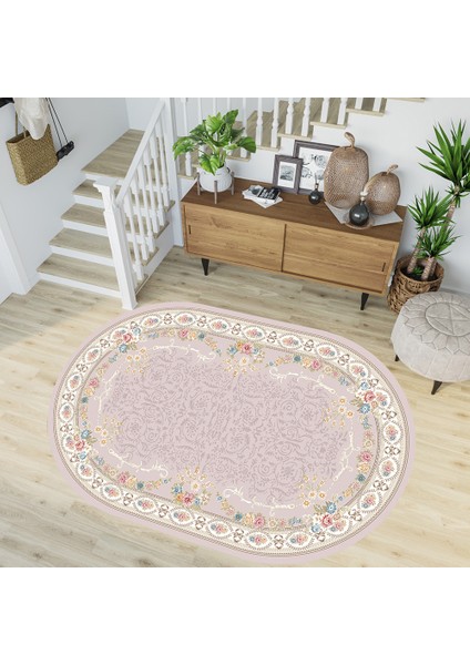 Dijital Baskı Yıkanabilir Kaymaz Taban Oval Salon Halısı RVG7219-HK172
