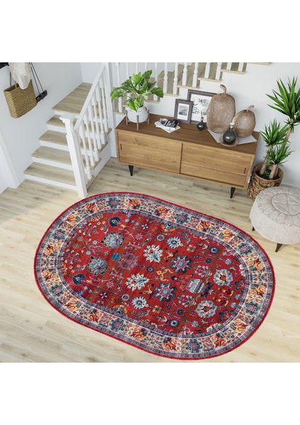 Dijital Baskı Yıkanabilir Kaymaz Taban Oval Salon Halısı RVG7225-HT994