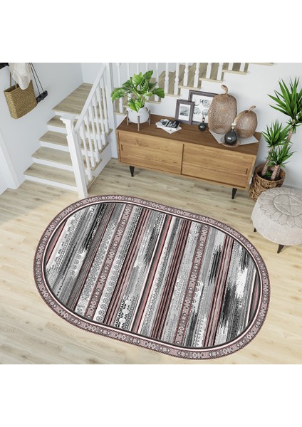 Dijital Baskı Yıkanabilir Kaymaz Taban Oval Salon Halısı RVG7233-SD240
