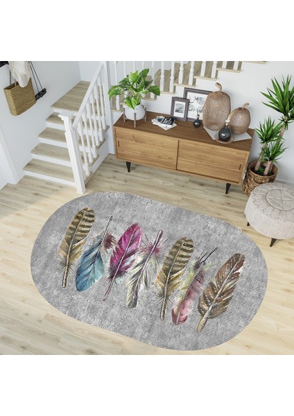 Dijital Baskı Yıkanabilir Kaymaz Taban Oval Salon Halısı RVG7235-SD289