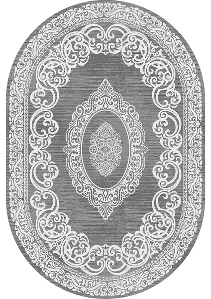 Dijital Baskı Yıkanabilir Kaymaz Taban Oval Salon Halısı RVG7264-HY983