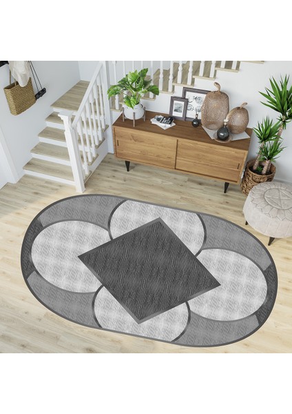 Dijital Baskı Yıkanabilir Kaymaz Taban Oval Salon Halısı RVG7246-SD1207