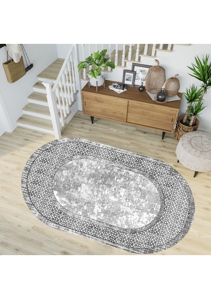 Dijital Baskı Yıkanabilir Kaymaz Taban Oval Salon Halısı RVG7239-SD663