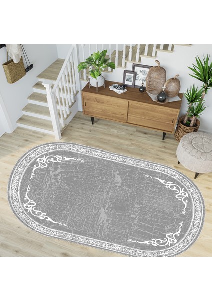 Dijital Baskı Yıkanabilir Kaymaz Taban Oval Salon Halısı RVG7260-HY940