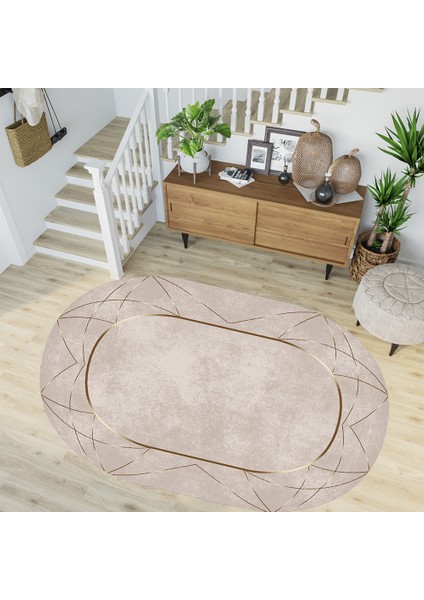 Dijital Baskı Yıkanabilir Kaymaz Taban Oval Salon Halısı RVG7261-SD532
