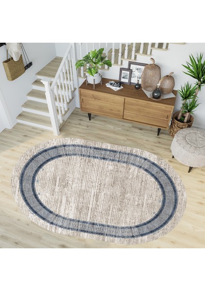 Dijital Baskı Yıkanabilir Kaymaz Taban Oval Salon Halısı RVG7276-HT669