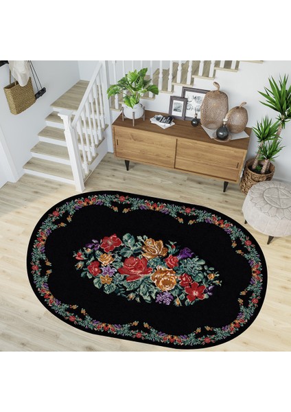 Dijital Baskı Yıkanabilir Kaymaz Taban Oval Salon Halısı RVG7270-HT482
