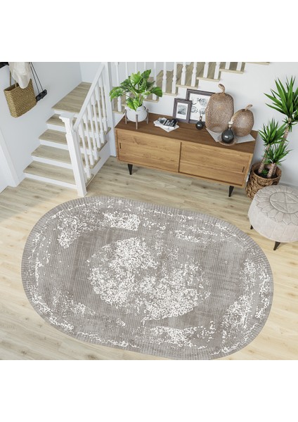 Dijital Baskı Yıkanabilir Kaymaz Taban Oval Salon Halısı RVG7273-SD312