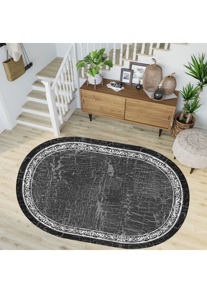 Dijital Baskı Yıkanabilir Kaymaz Taban Oval Salon Halısı RVG7272-HY939