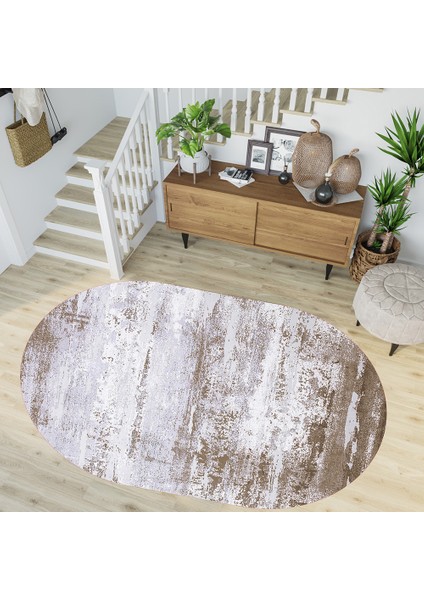 Dijital Baskı Yıkanabilir Kaymaz Taban Oval Salon Halısı RVG7277-HY944