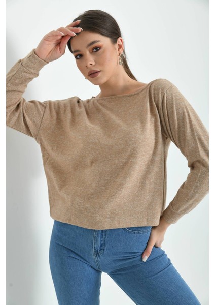 Bej Kayık Yaka Yumoş Örme Bluz fiyatları