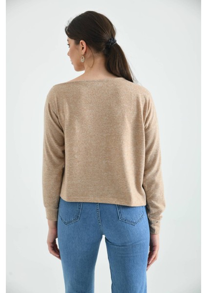 Bej Kayık Yaka Yumoş Örme Bluz indirimleri