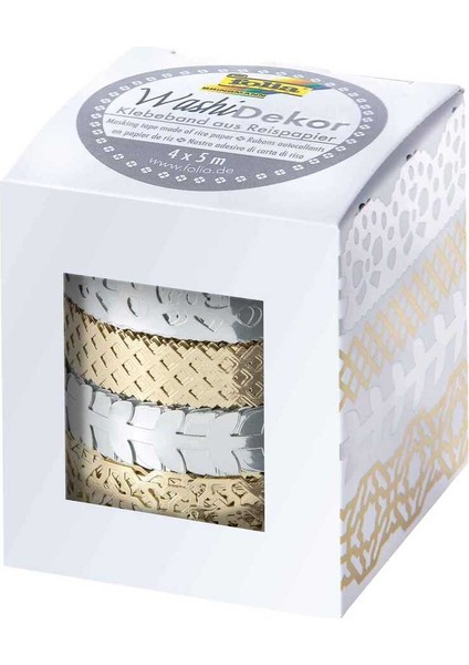 Dantel Bordür Washi Tape 4lü Set Gümüş ve Altın Renk