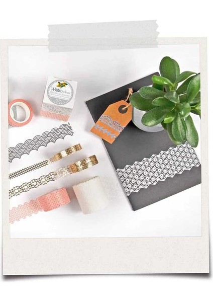 Dantel Bordür Washi Tape 4lü Set Gümüş ve Altın Renk