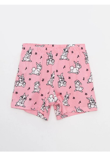 Bisiklet Yaka Bambi Baskılı Kısa Kollu Kız Çocuk Şortlu Pijama Takımı