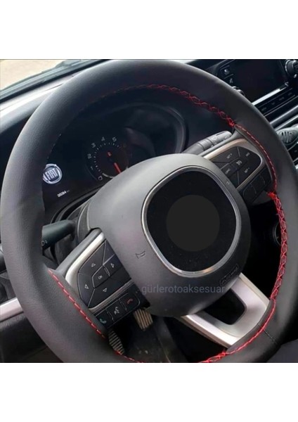 Deri Dikmeli Direksiyon Kılıfı Soft Kırmızı Ipli (10CM×38CM) fiyatları