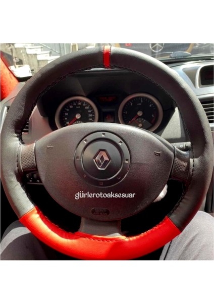 Renault Clio Dikmeli Direksiyon Kılıfı Iki Renkli Kırmızı Yüzüklü fiyatları