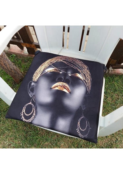 Black Face Baskılı Sandalye Minderi 43 x 43 Cm