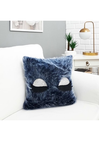 Peluş Kirpik Kırlent Kılıfı Antrasit 40 x 40 Cm