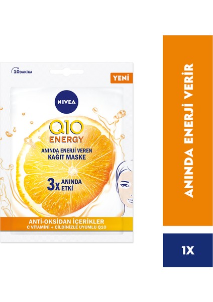 Q10 Energy Anında Enerji Veren Yüz Maskesi 1 Adet; C Vitamini