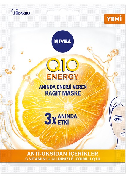 Q10 Energy Anında Enerji Veren Yüz Maskesi 1 Adet; C Vitamini