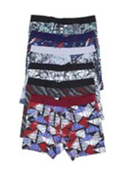 6'lı Tutku Erkek Çocuk Elastan Empirme Boxer Beyaz Karışık Desen