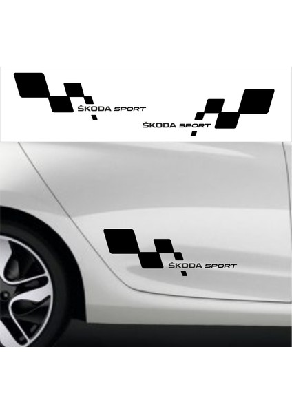Skoda Sport Bayraklı Sticker Seti 2 Adet